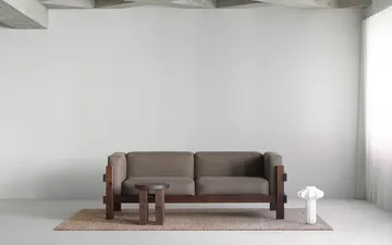 Kube sohva - Ruskealakattu mänty - kangas Remix 223 Beige, 220 cm - Normann Copenhagen