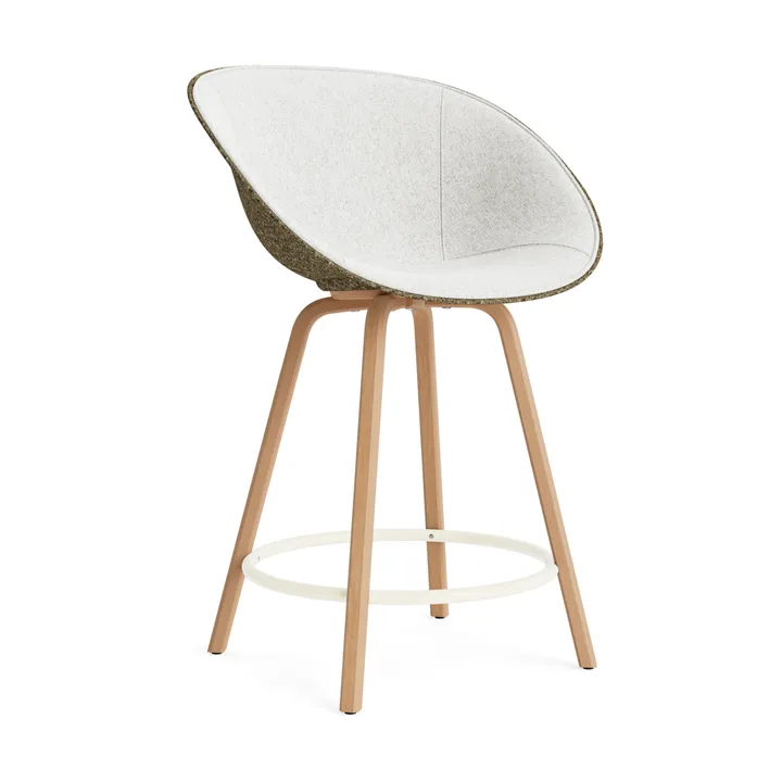 Mat Bar Armchair käsinojallinen tuoli etupuoliverhoiltu 65 cm - Hallingdal 110-seaweed-beech-cream steel - Normann Copenhagen
