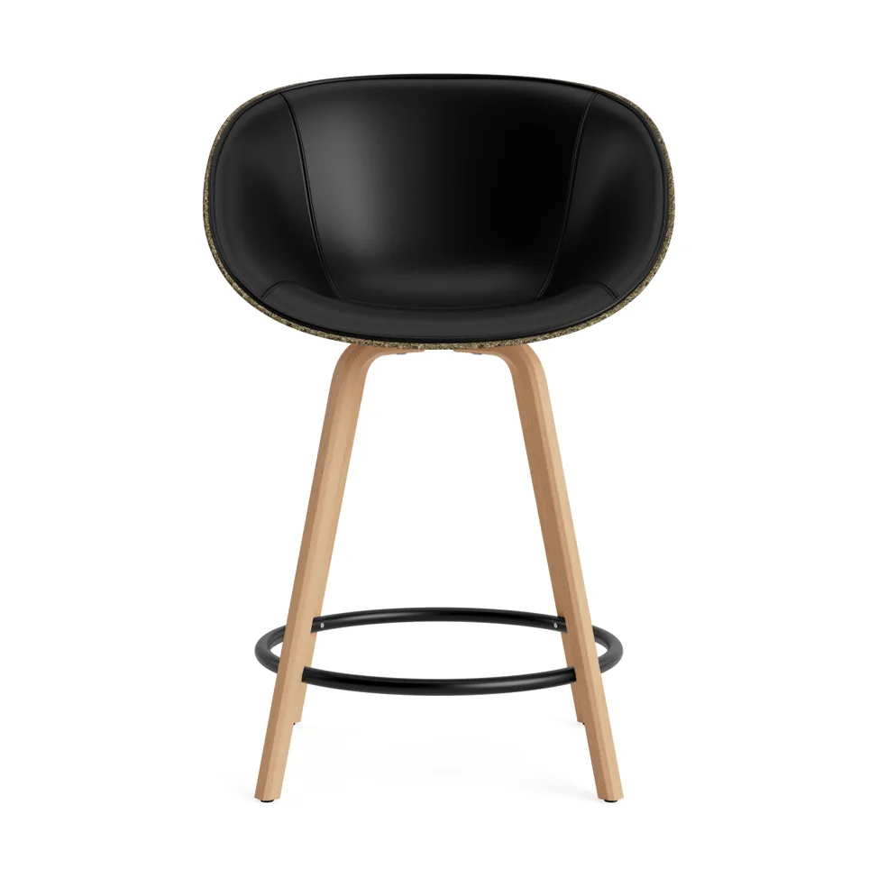 Mat Bar Armchair käsinojallinen tuoli etupuoliverhoiltu 65 cm, Ultra 41599-seaweed-beech-black steel Normann Copenhagen