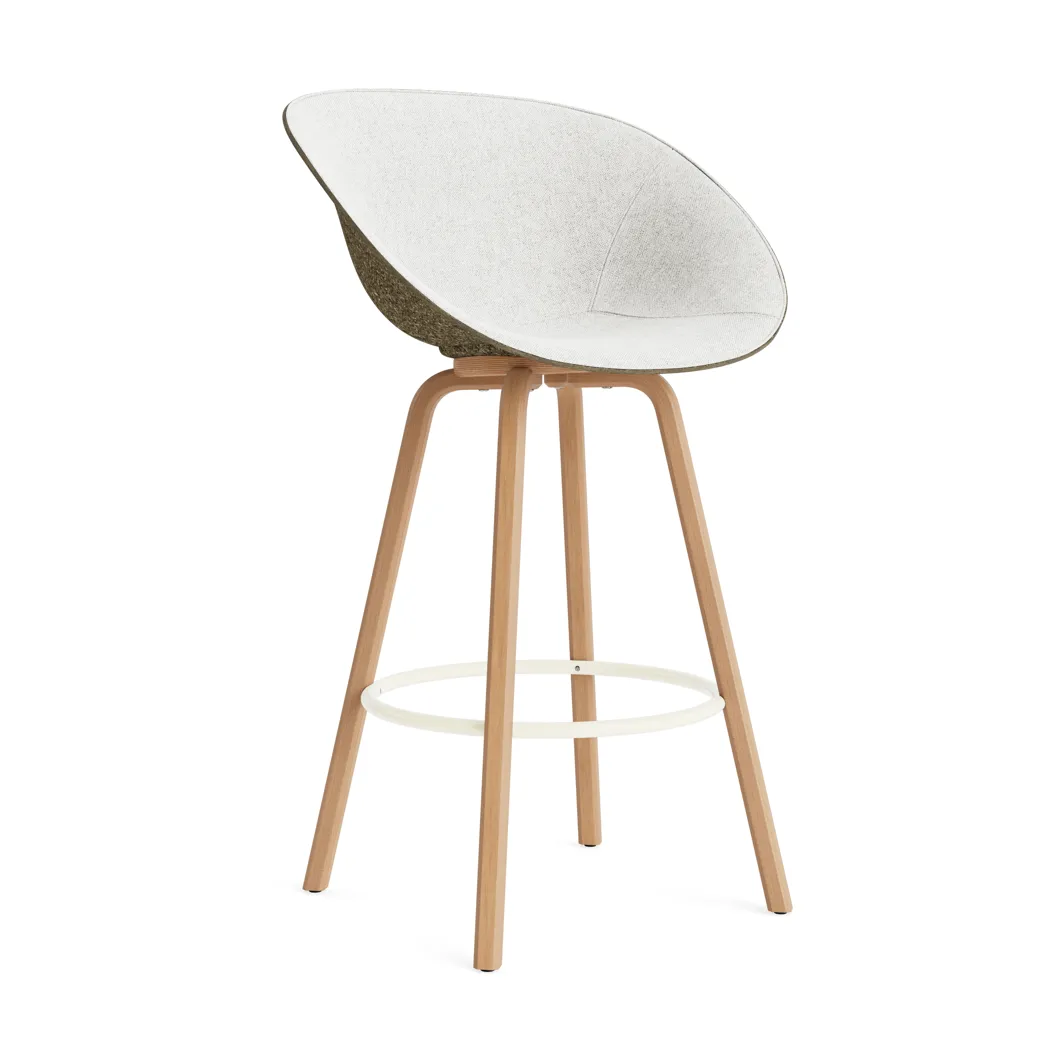 Mat Bar Armchair käsinojatuoli etupuoliverhoiltu 75 cm, Hallingdal 110-seaweed-beech-cream steel Normann Copenhagen