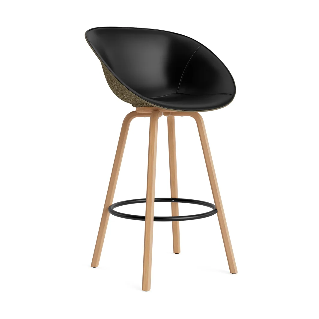 Mat Bar Armchair käsinojatuoli etupuoliverhoiltu 75 cm, Ultra 41599-seaweed-beech-black steel Normann Copenhagen