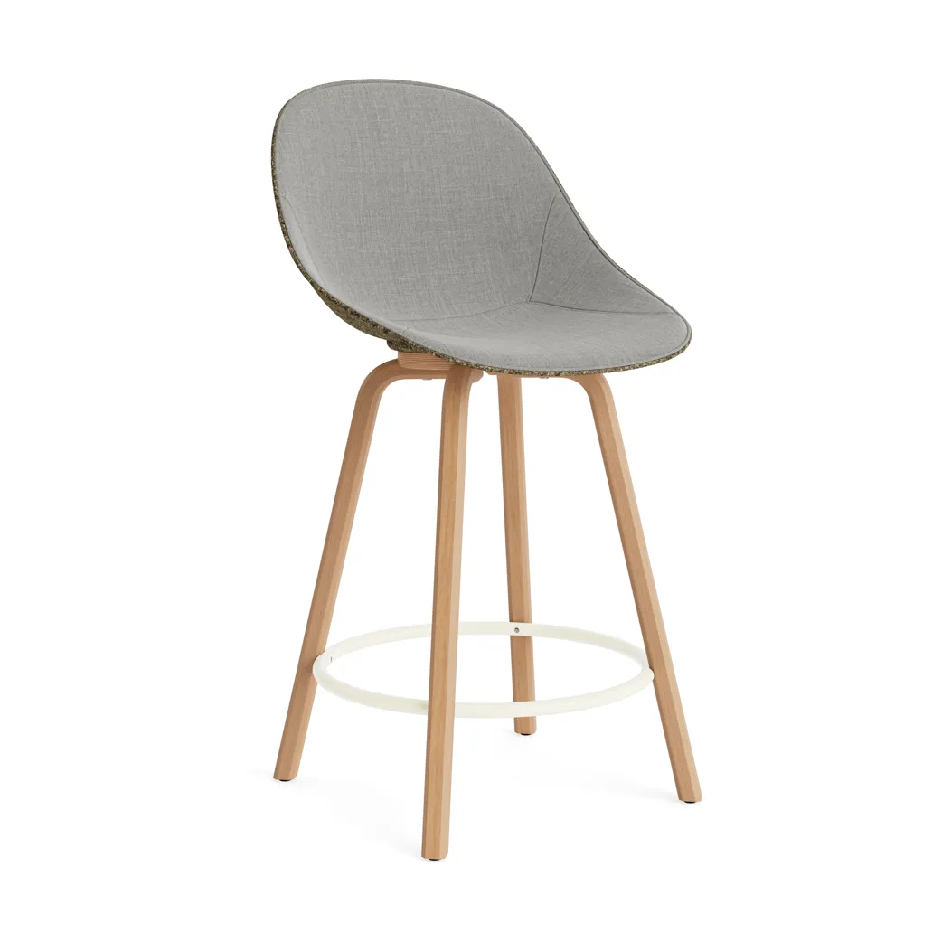 Mat Bar Chair baarituoli etupuoliverhoiltu  65 cm, Remix 133-seaweed-beech-cream steel Normann Copenhagen