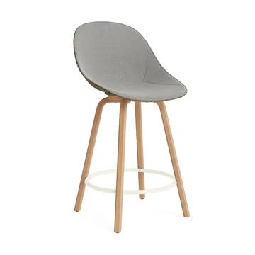 Mat Bar Chair baarituoli etupuoliverhoiltu  65 cm - Remix 133-seaweed-beech-cream steel - Normann Copenhagen