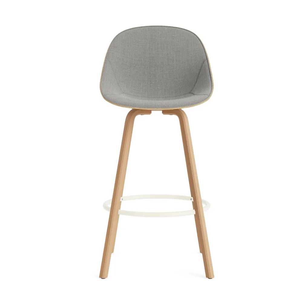 Mat Bar Chair baarituoli etupuoliverhoiltu 75 cm., Remix 133-hemp-beech-cream steel. Normann Copenhagen