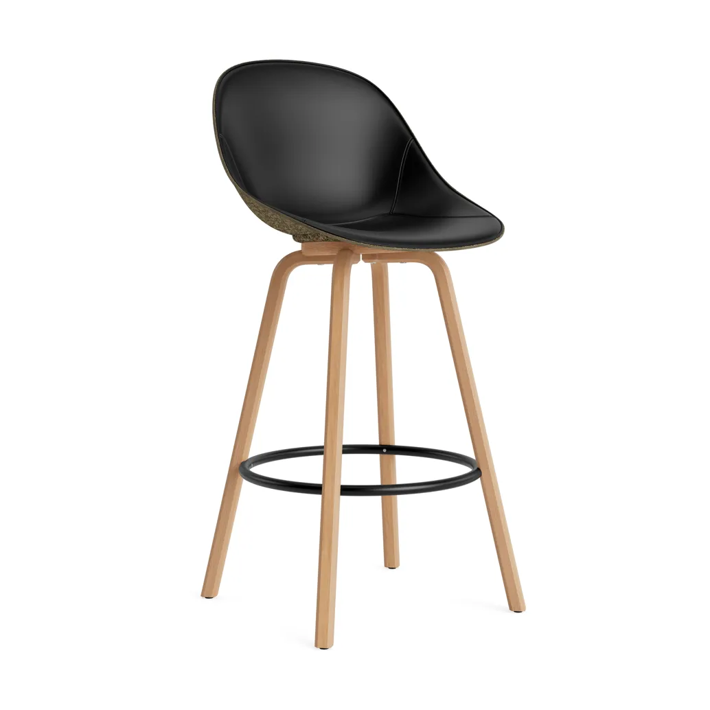 Mat Bar Chair baarituoli etupuoliverhoiltu 75 cm., Ultra 41599-seaweed-beech-black steel Normann Copenhagen