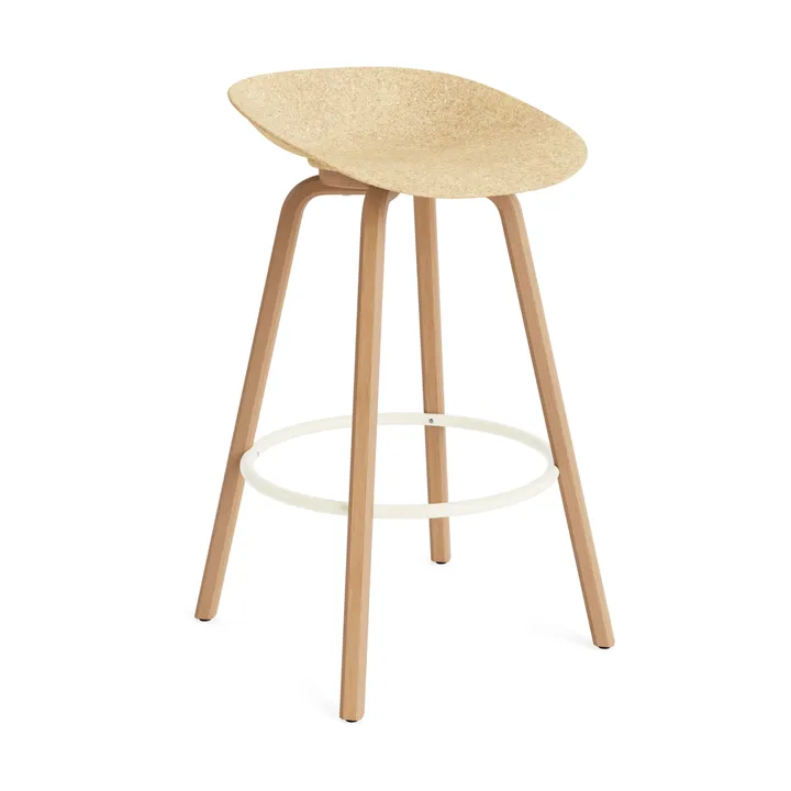 Mat Barstool baarijakkara 75 cm - Hemp-beech-cream steel - Normann Copenhagen