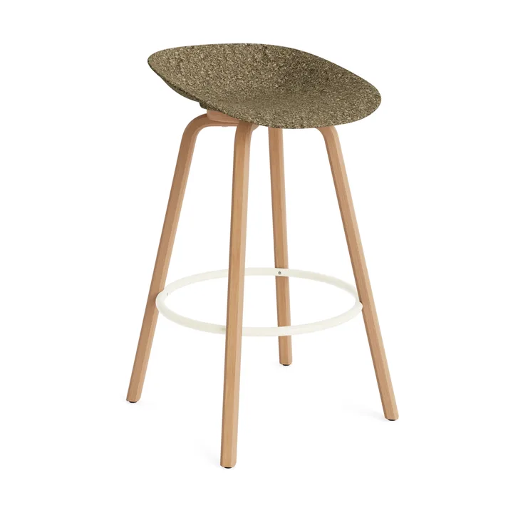 Mat Barstool baarijakkara 75 cm - Seaweed-beech-cream steel - Normann Copenhagen