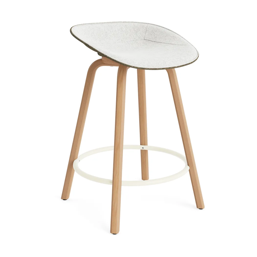 Mat Barstool baarituoli etupuoliverhoiltu  65 cm., Hallingdal 110-seaweed-beech-cream steel Normann Copenhagen
