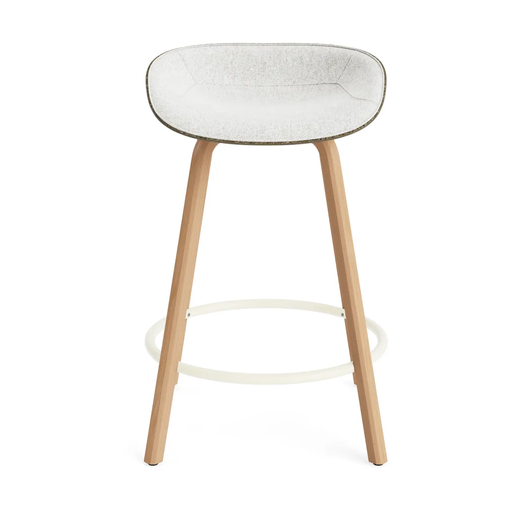 Mat Barstool baarituoli etupuoliverhoiltu  65 cm., Hallingdal 110-seaweed-beech-cream steel Normann Copenhagen
