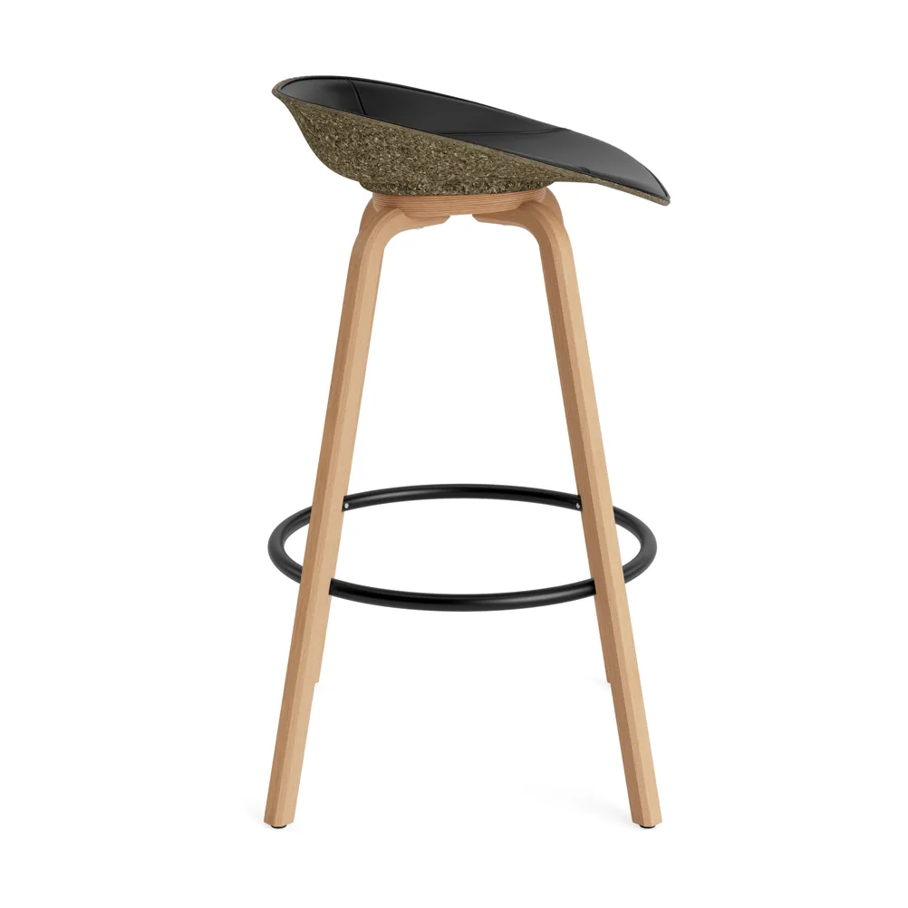 Mat Barstool baarituoli etupuoliverhoiltu 75 cm, Ultra 41599-seaweed-beech-black steel Normann Copenhagen