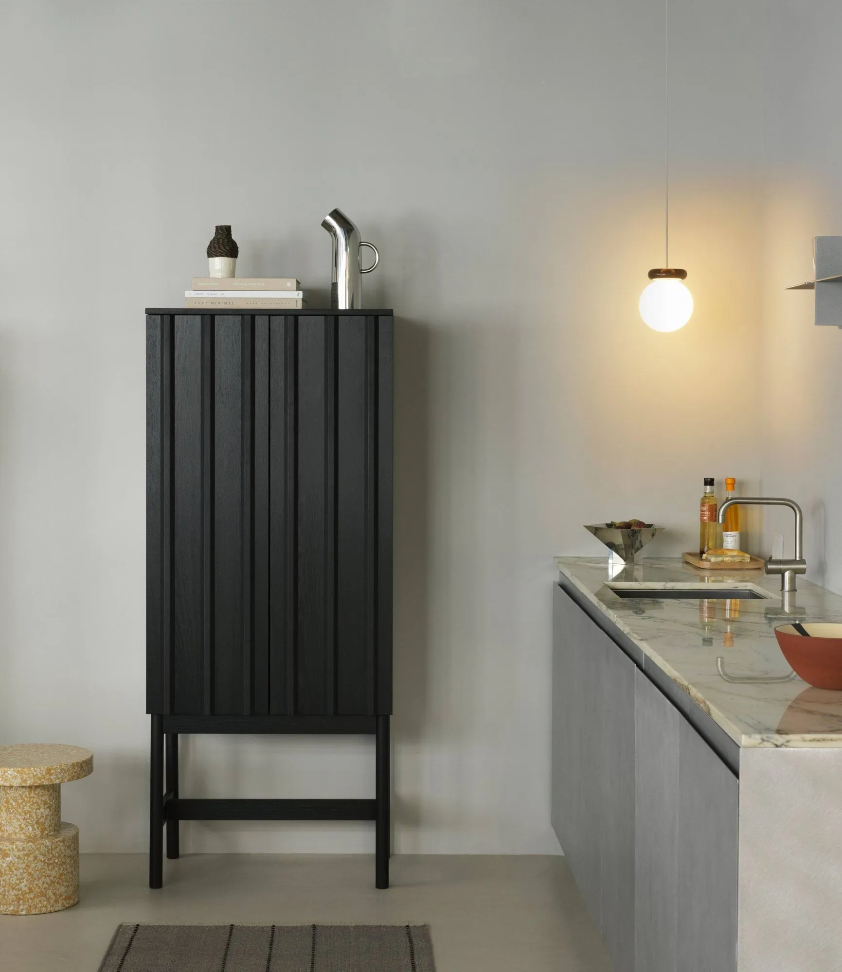 Rib kaappi, Soft black, 166,5x70x43 cm Normann Copenhagen