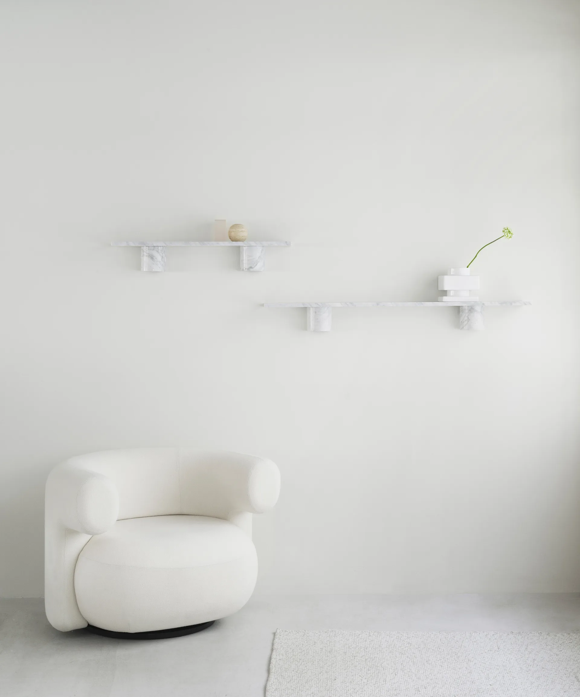 Sten Shelf hylly 80 cm, White marble Normann Copenhagen