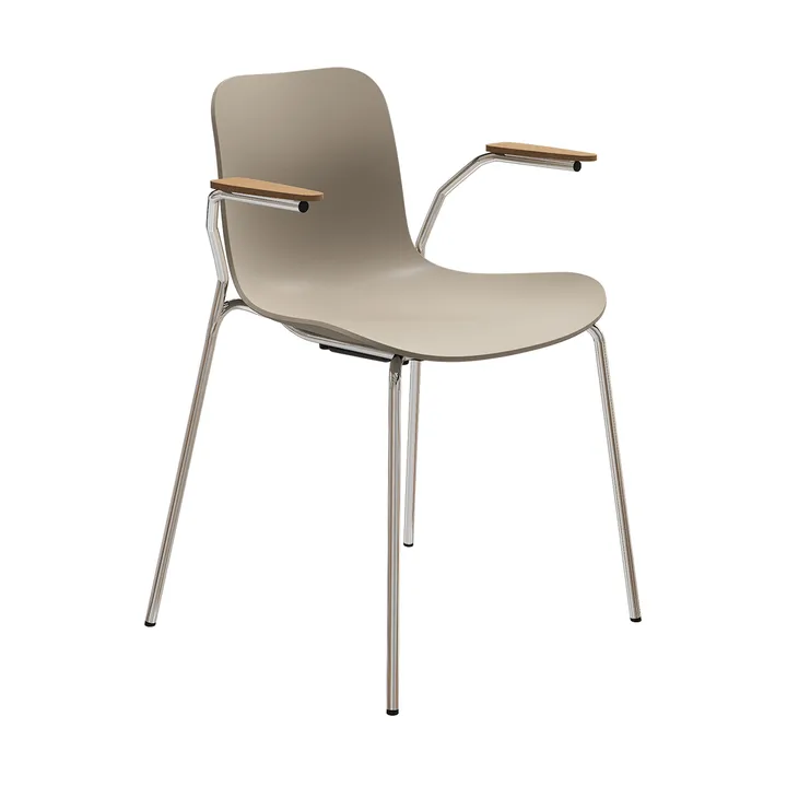 Langue käsinojallinen tuoli - Warm grey-kromattu runko, käsinojat light smoke - NORR11