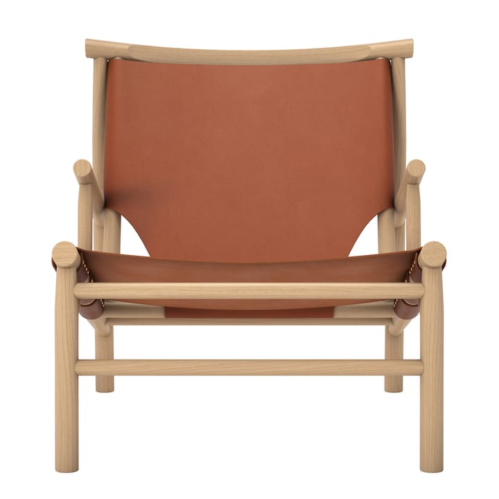 Samurai loungetuoli nahkaisella istuimella tammi, Cognac NORR11