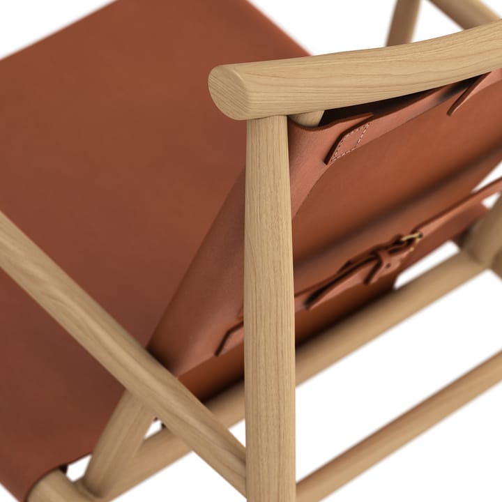 Samurai loungetuoli nahkaisella istuimella tammi, Cognac NORR11