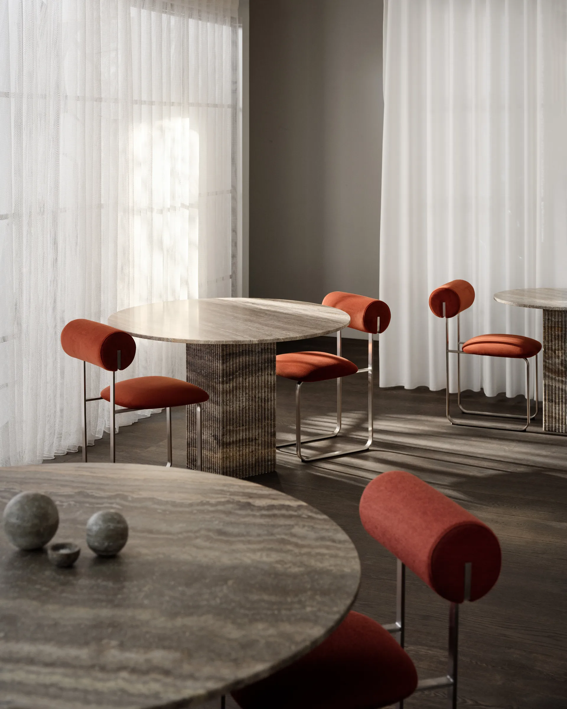 SoHO ruokapöytä, Beige travertiini, Ø140×70 cm NORR11