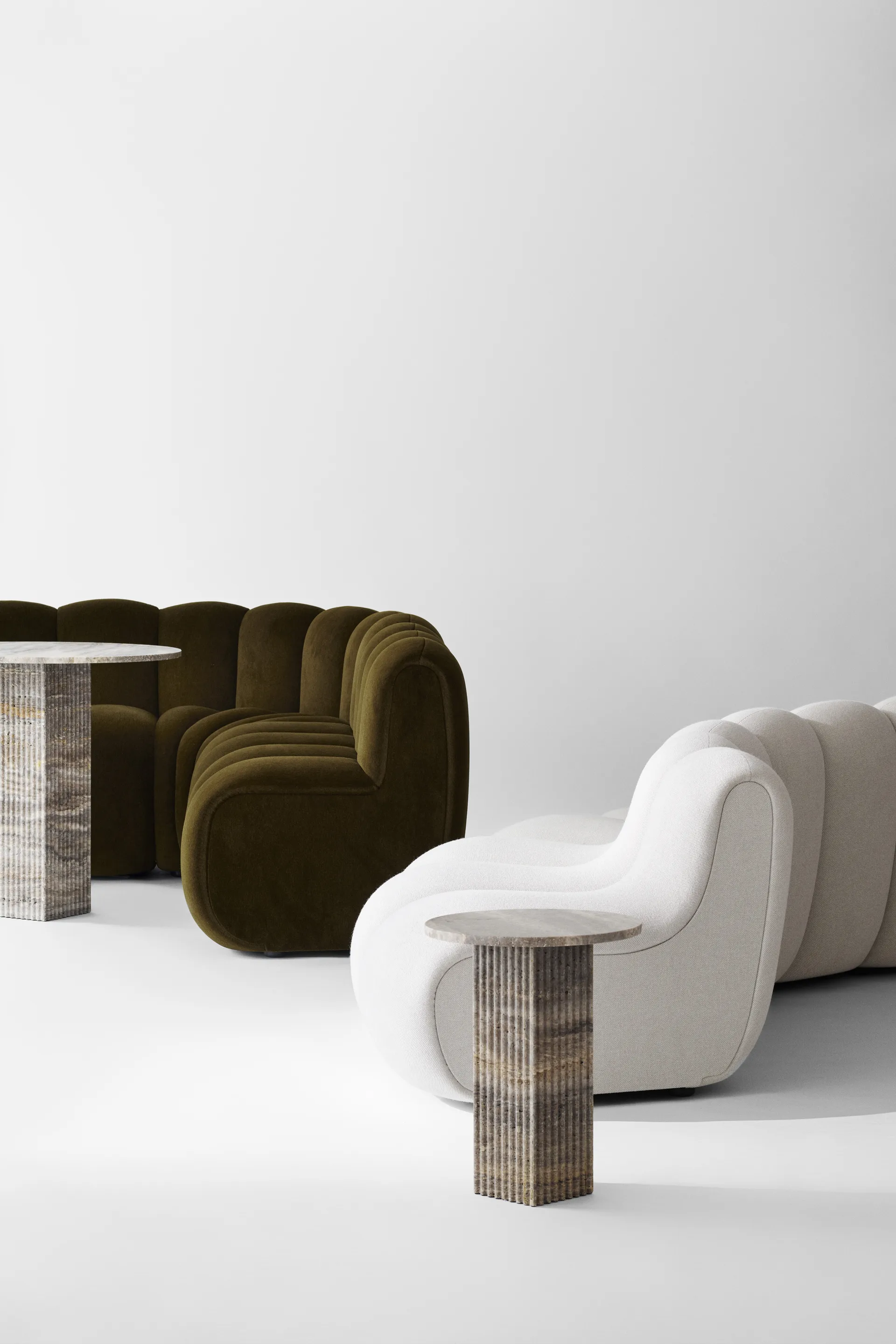 Soho sivupöytä, Silver-travertiini, Ø40×50 cm NORR11