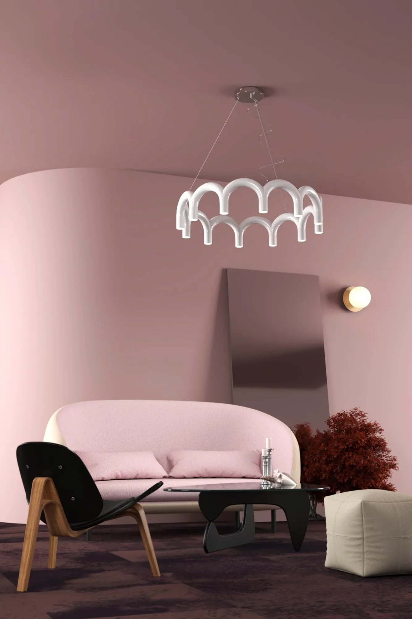 Arch circle valaisin Ø76 cm, Valkoinen, Ø98 cm Oblure