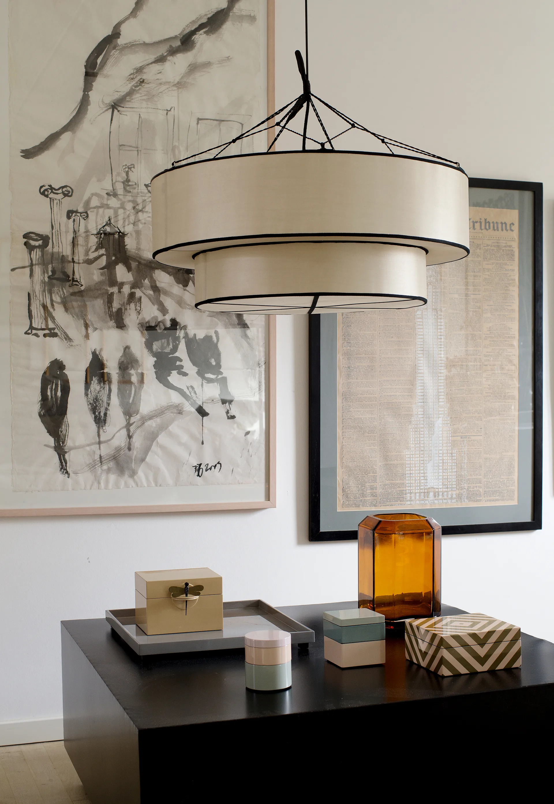 Indochina Classic Tophat lampunvarjostin, Kit-black Oi Soi Oi