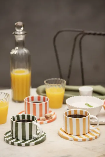 Monica kuppi ja aluslautanen 4-pakkaus - Ruoste - Olsson & Jensen