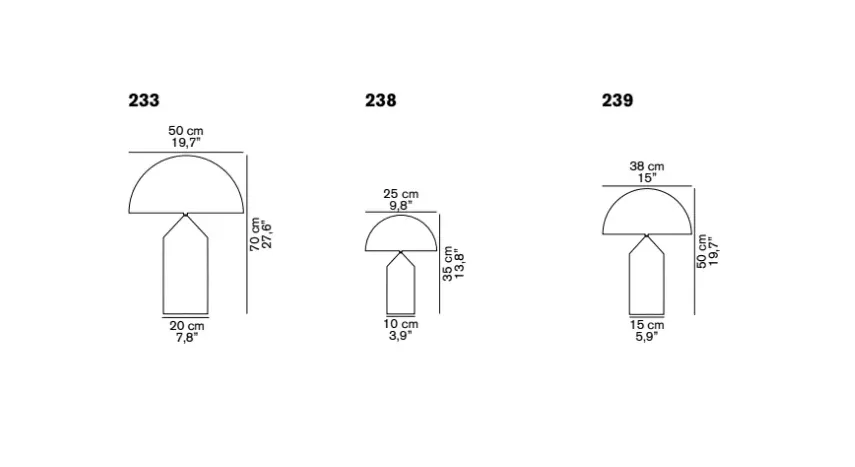 Atollo medium 239 pöytävalaisin metalli, Satin bronze Oluce