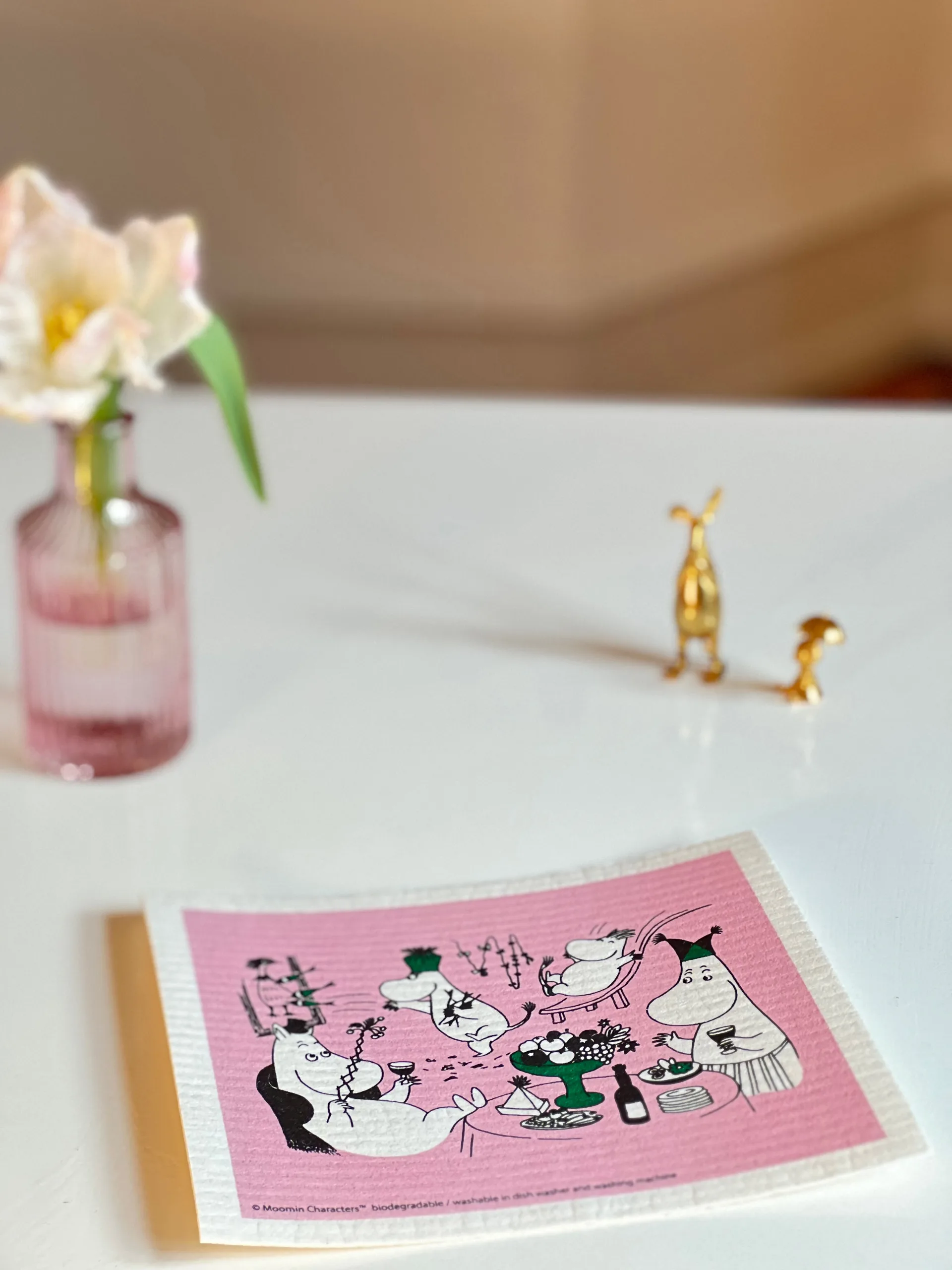 Muumi 80 tiskirätti 17x20 cm, Vaaleanpunainen Opto Design