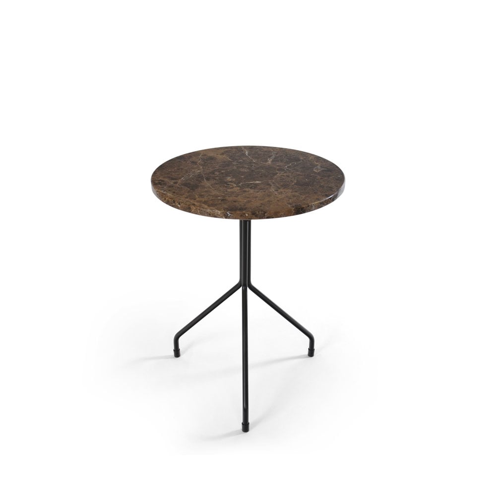 OX Denmarq All For One -sivupöytä marmori ruskea ø 50 musta jalusta