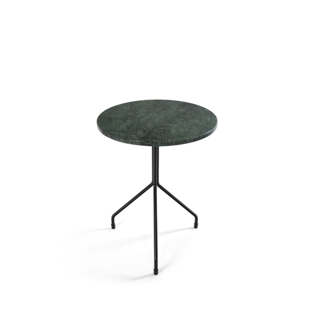 OX Denmarq All For One -sivupöytä marmori vihreä ø 50 musta jalusta