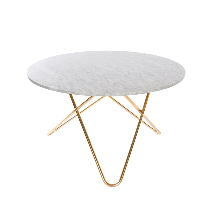 Big O Table -ruokapöytä - marmori carrara, messinkijalusta - OX Denmarq