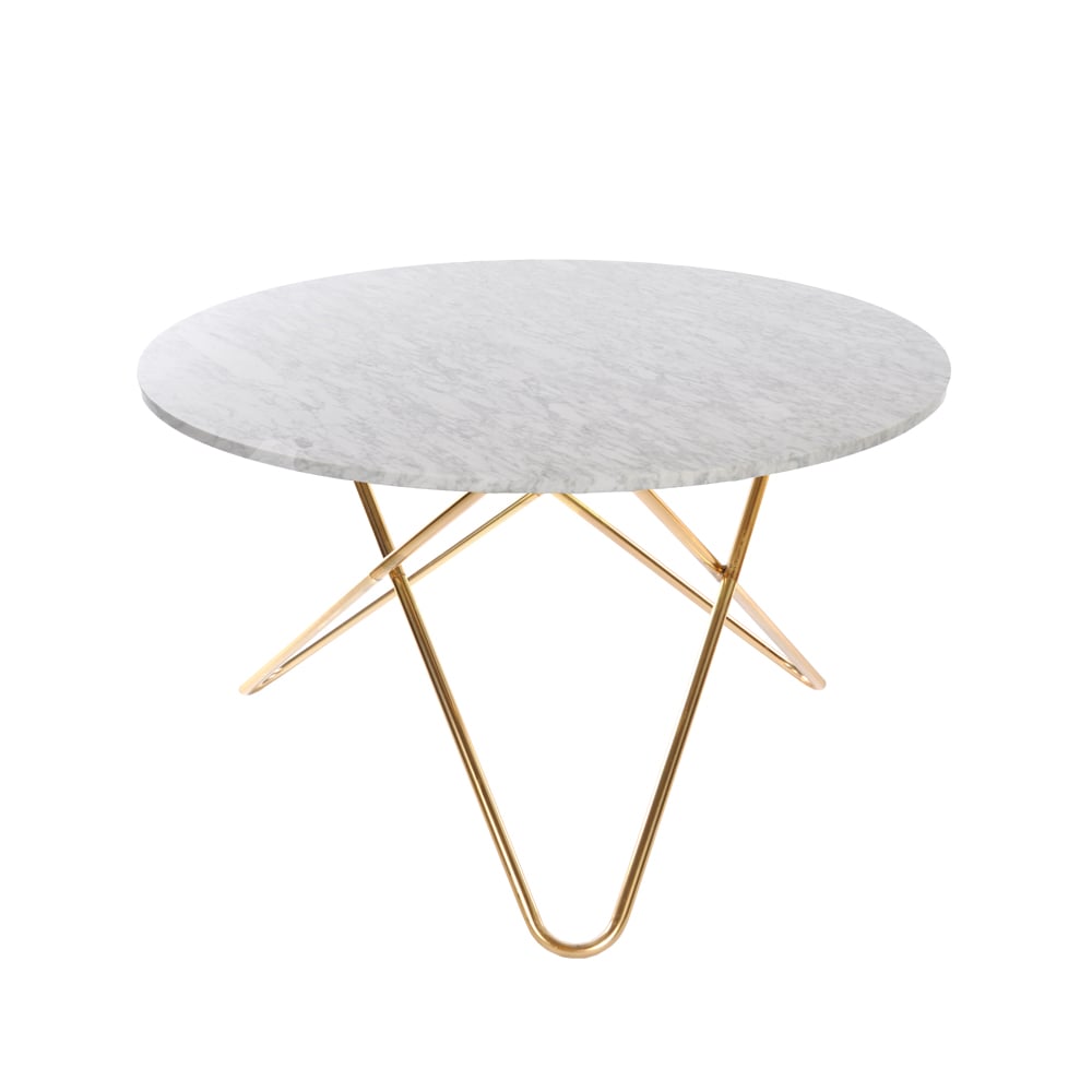 OX Denmarq Big O Table -ruokapöytä Marmori carrara, messinkijalusta
