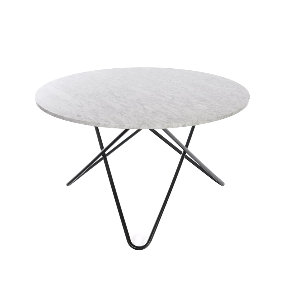 OX Denmarq Big O Table -ruokapöytä marmori carrara musta jalusta