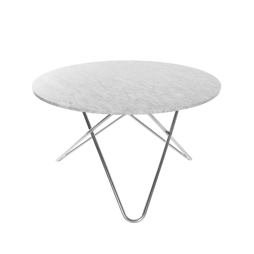OX Denmarq Big O Table -ruokapöytä marmori carrara ruostumattomasta teräksestä valmistettu jalusta