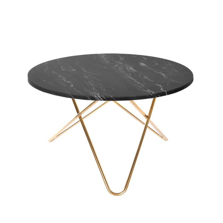 Big O Table -ruokapöytä - marmori marquina, messinkijalusta - OX Denmarq