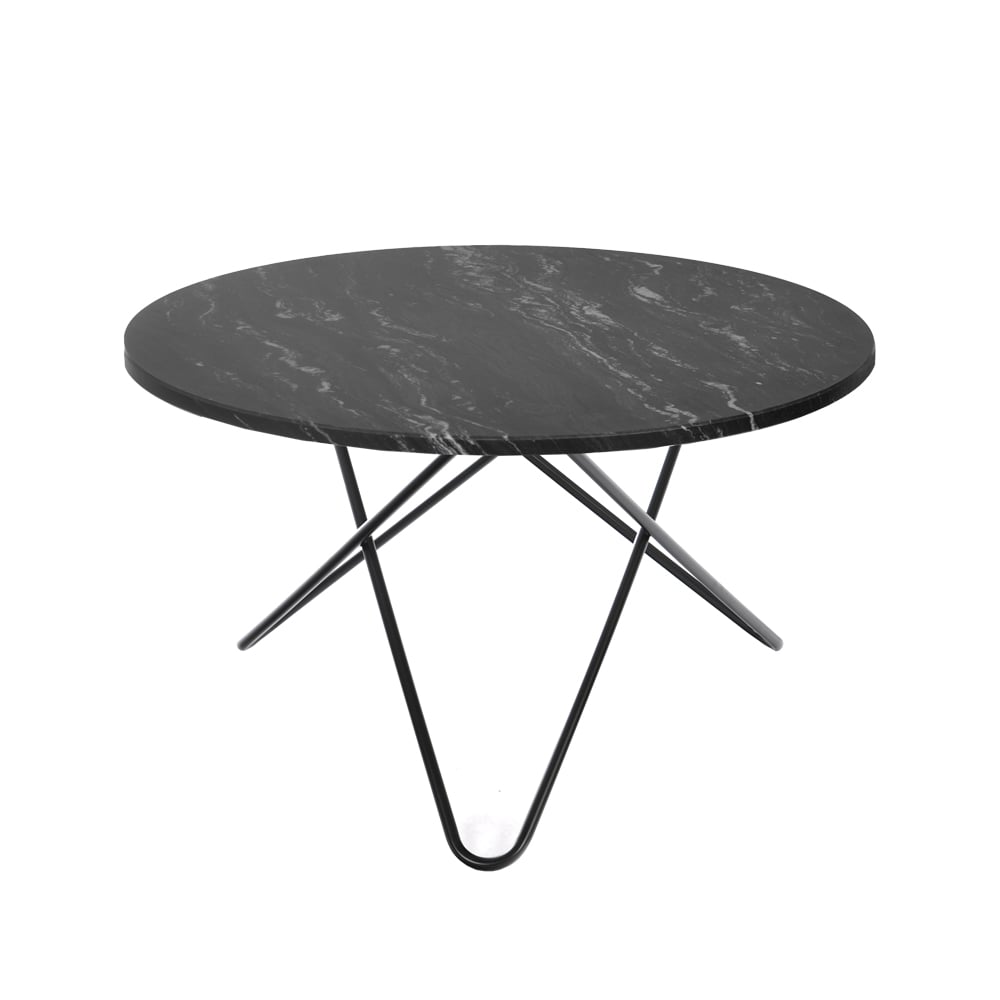 OX Denmarq Big O Table -ruokapöytä marmori marquina musta jalusta