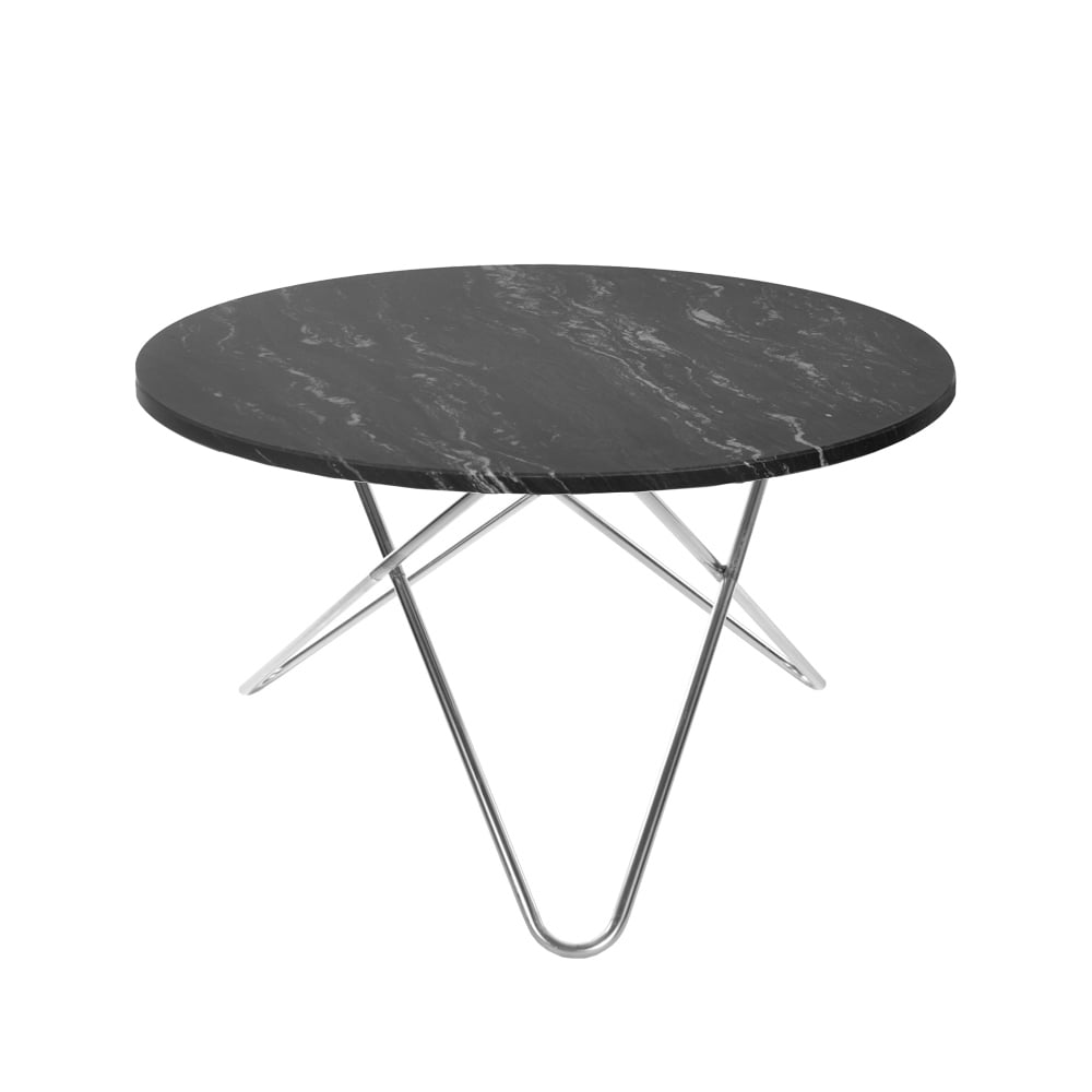 OX Denmarq Big O Table -ruokapöytä marmori marquina ruostumattomasta teräksestä valmistettu jalusta