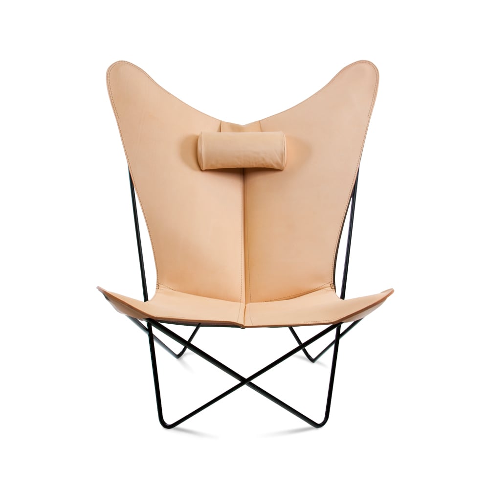 OX Denmarq KS Chair -lepakkotuoli nahka nature musta jalusta