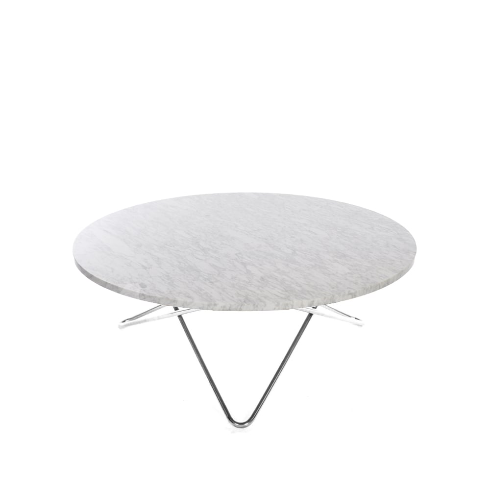 OX Denmarq Large O Table -sohvapöytä marmori carrara ruostumattomasta teräksestä valmistettu jalusta