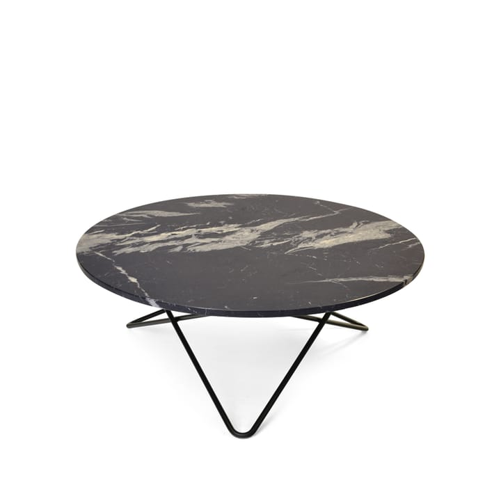 Large O Table -sohvapöytä - marmori marquina matta, mustaksi maalattu jalusta - OX Denmarq