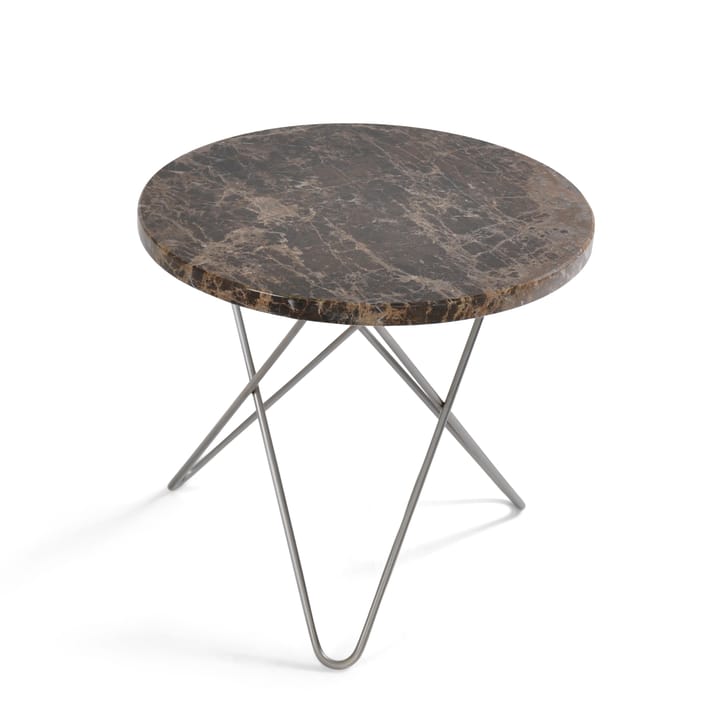 Mini O sivupöytä Ø40 K37, jalusta ruostumatonta terästä - ruskea marmori - OX Denmarq