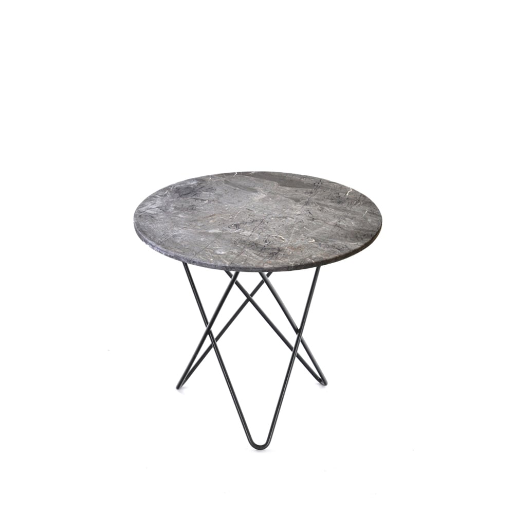 OX Denmarq Mini O Table -sohvapöytä marmori harmaa mustaksi maalattu jalusta