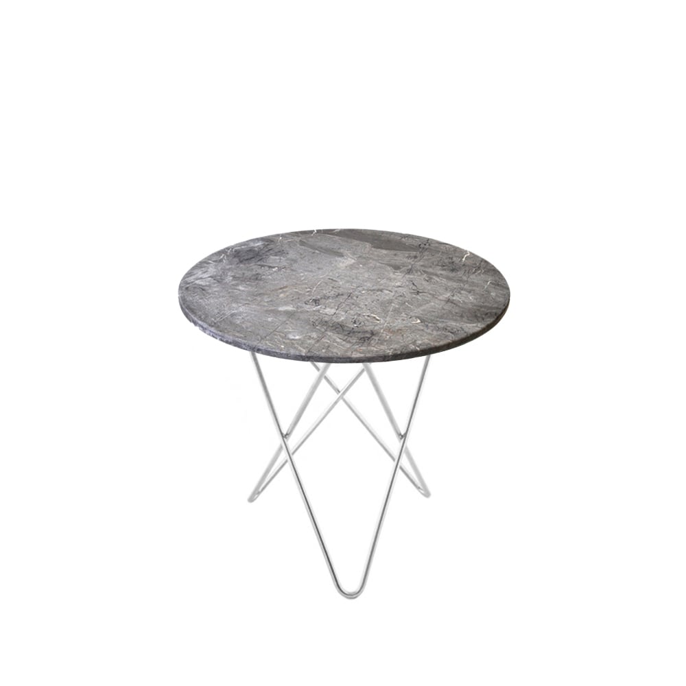 OX Denmarq Mini O Table -sohvapöytä marmori harmaa ruostumattomasta teräksestä valmistettu jalusta