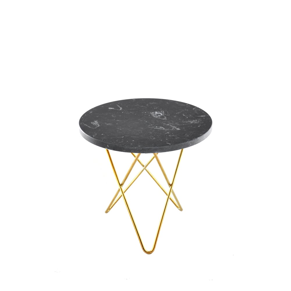 OX Denmarq Mini O Table -sohvapöytä Marmori marquina, messinkijalusta