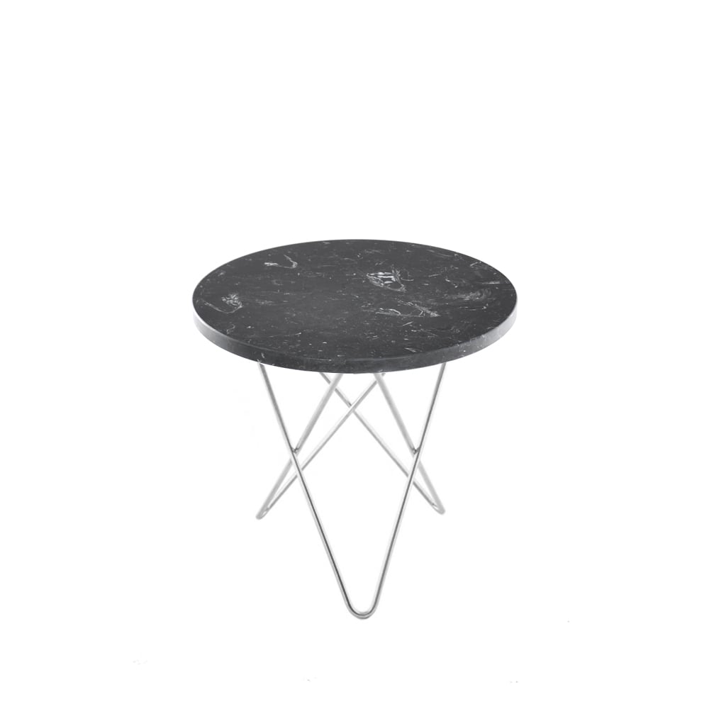 OX Denmarq Mini O Table -sohvapöytä marmori marquina ruostumattomasta teräksestä valmistettu jalusta
