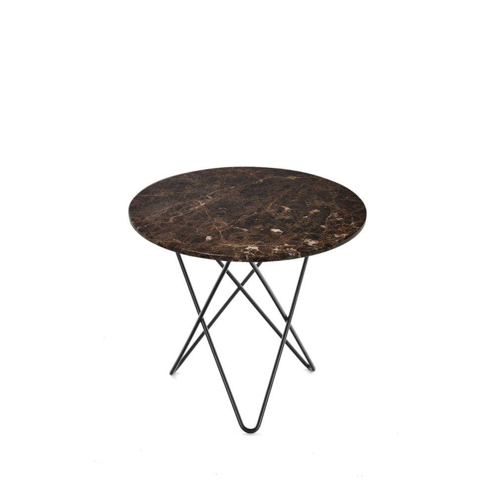 OX Denmarq Mini O Table -sohvapöytä marmori ruskea mustaksi maalattu jalusta