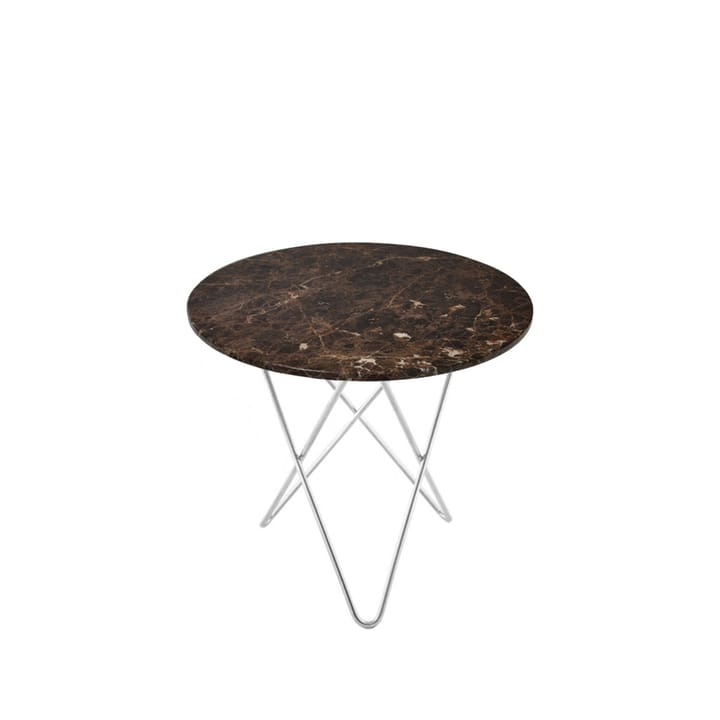 Mini O Table -sohvapöytä - marmori ruskea, ruostumattomasta teräksestä valmistettu jalusta - OX Denmarq