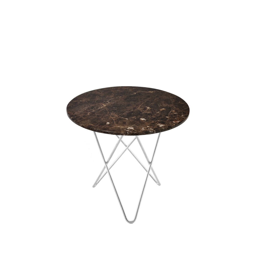 OX Denmarq Mini O Table -sohvapöytä marmori ruskea ruostumattomasta teräksestä valmistettu jalusta