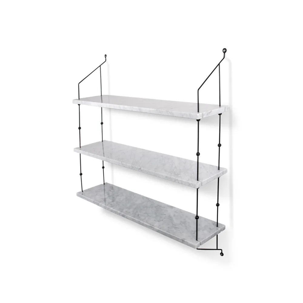 Morse seinähylly, marmori valkoinen, mustaksi maalattu runko OX Denmarq