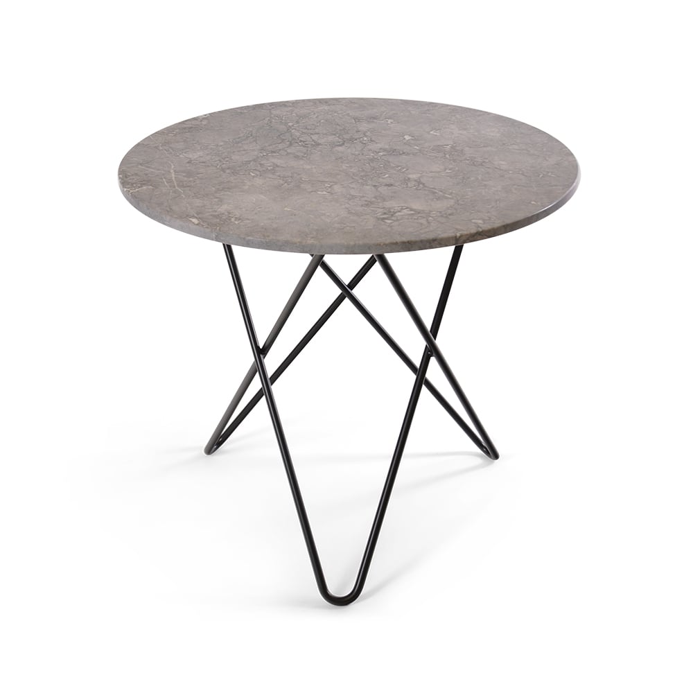 OX Denmarq O Dining Table -ruokapöytä marmori harmaa mustaksi maalattu jalusta