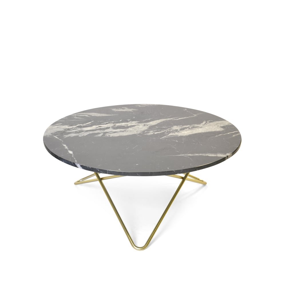 OX Denmarq O Table -sohvapöytä marmori musta messinkijalusta
