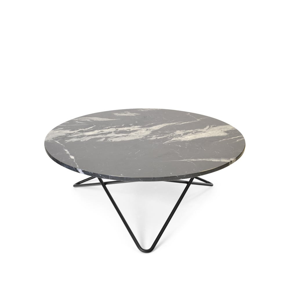 OX Denmarq O Table -sohvapöytä marmori musta mustaksi maalattu jalusta